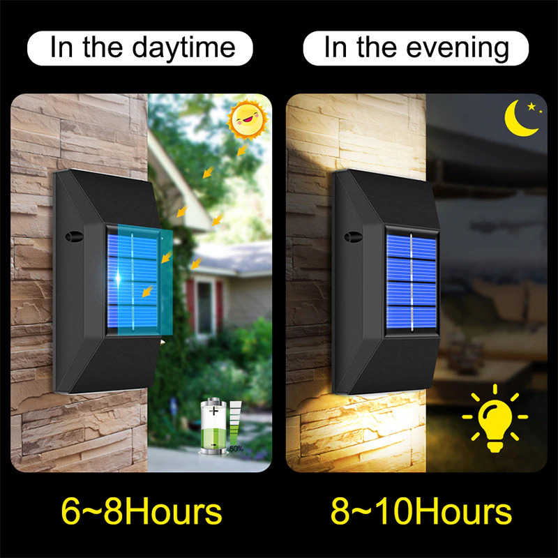 Everso Lampu Dinding Solar Outdoor 2 PCS Waterproof 6 LED Warm White - L30