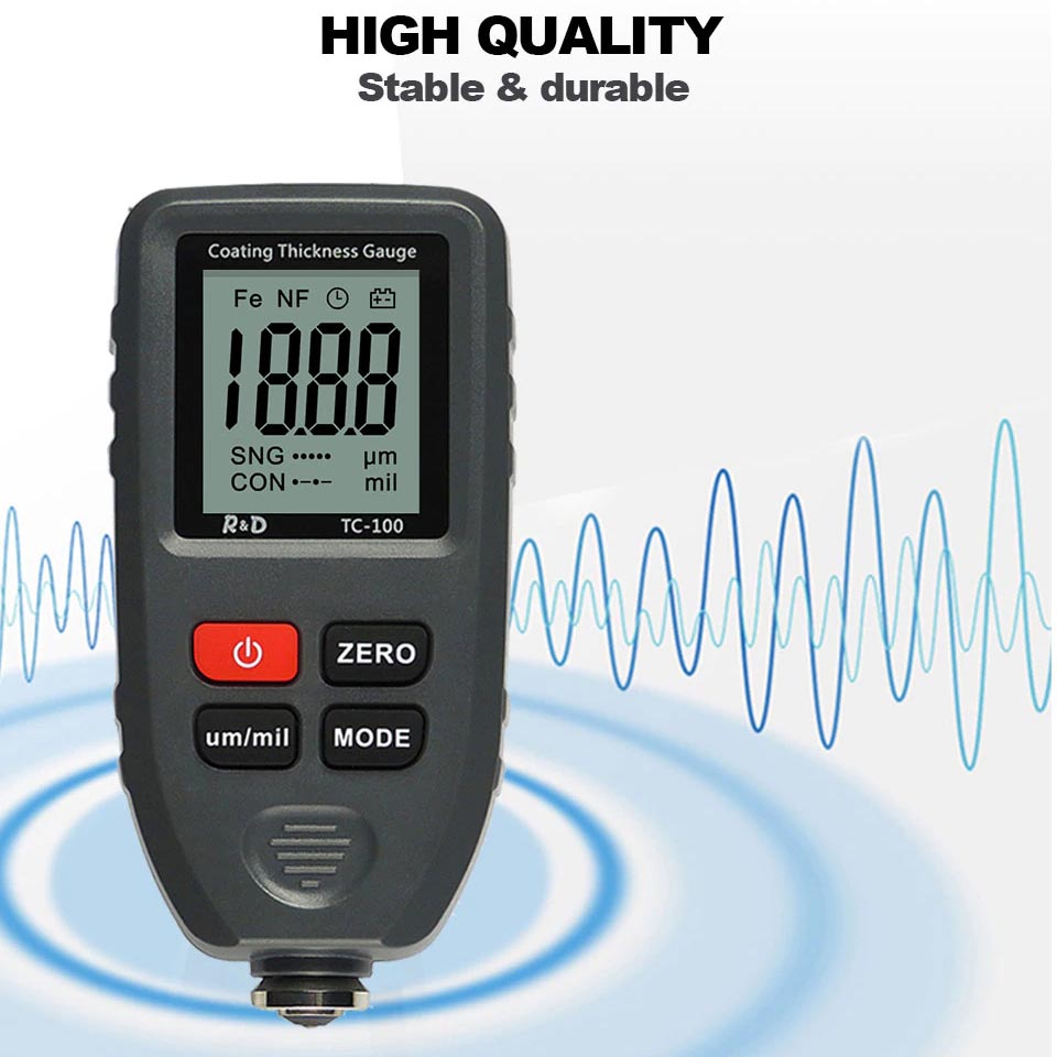 R&D Test Ketebalan Cat Mobil Coating Thickness Gauge 0.1um/0-1300 - TC100