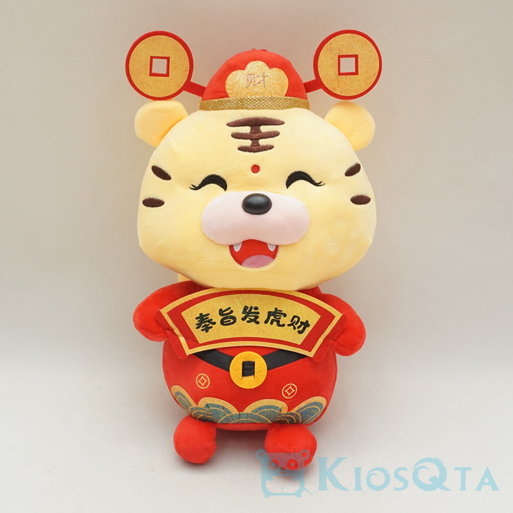 boneka macan tiger kostum imlek dewa keberuntungan merah large