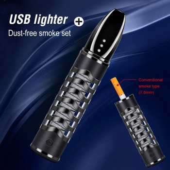 Firetric Asbak Rokok Portable Enclosed with USB Tungsten Coil Lighter - YB01