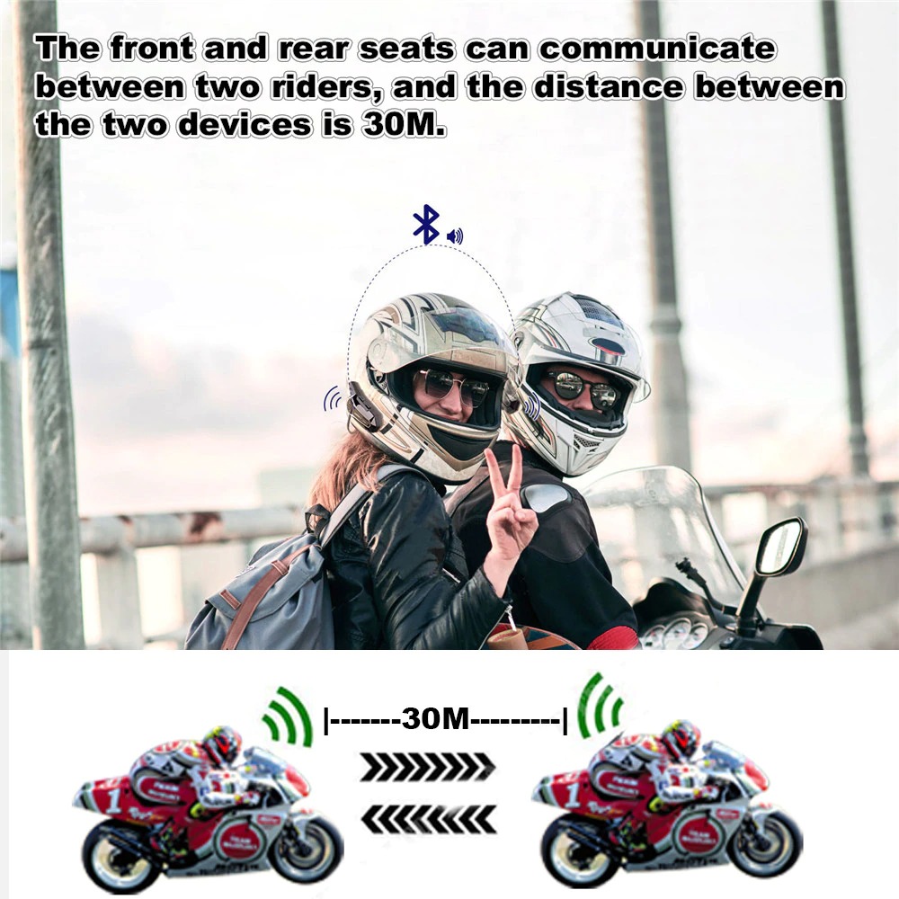 OTOHEROES Intercom Helm Bluetooth Headset 2 Riders Music IPX6 800mAh - E1