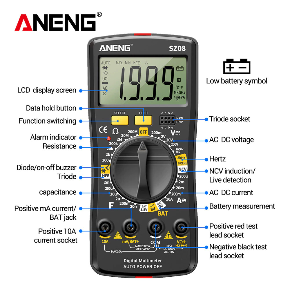 ANENG Digital Multimeter Voltage Tester - SZ08