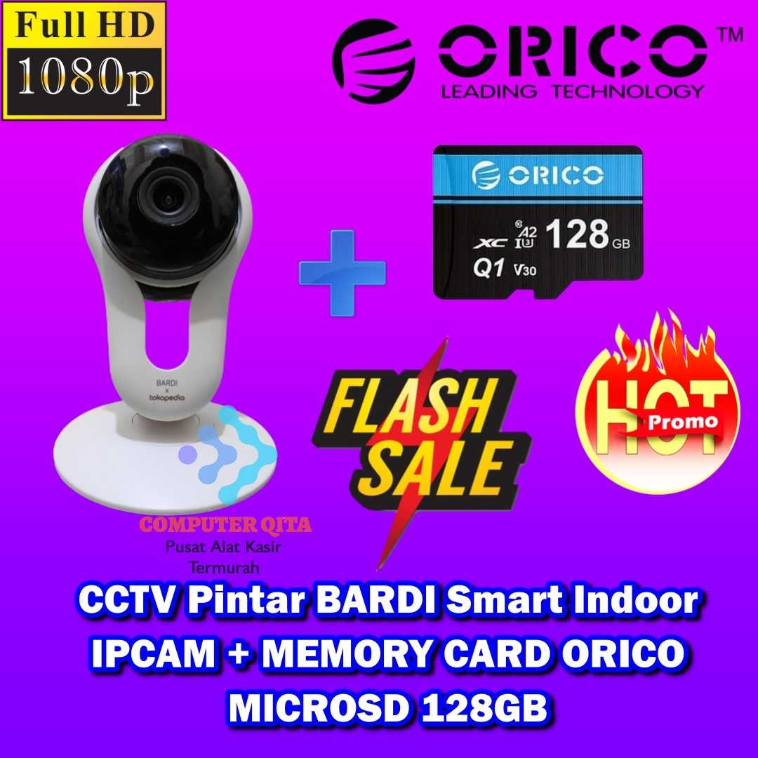 Jual CCTV Pintar BARDI Smart Indoor IPCAM + MEMORY CARD ORICO