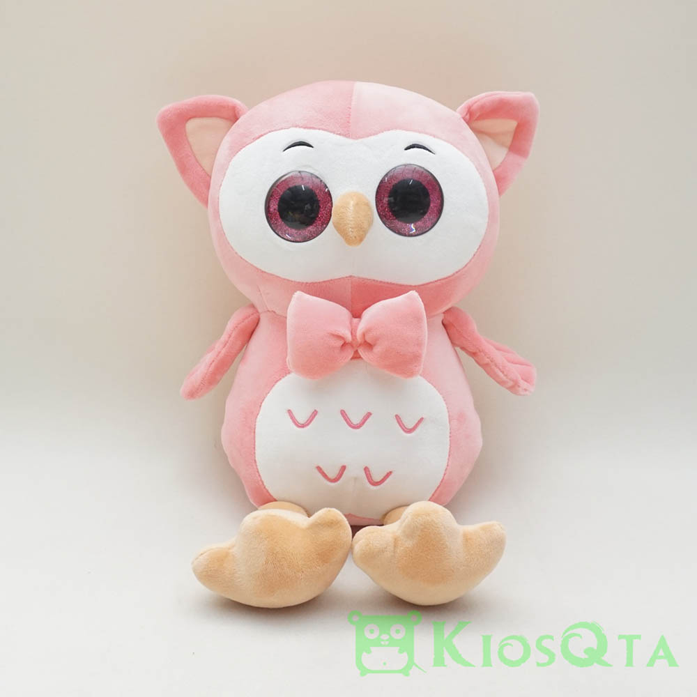 boneka owl burung hantu pink mata besar