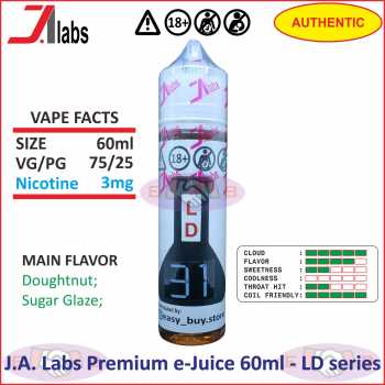 J.A. Labs Free Base e-Juice 60ml Premium Liquid - LD Series (Bercukai)
