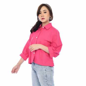 Jual Yoenik Aeri Linen Shirt Tops Pink 