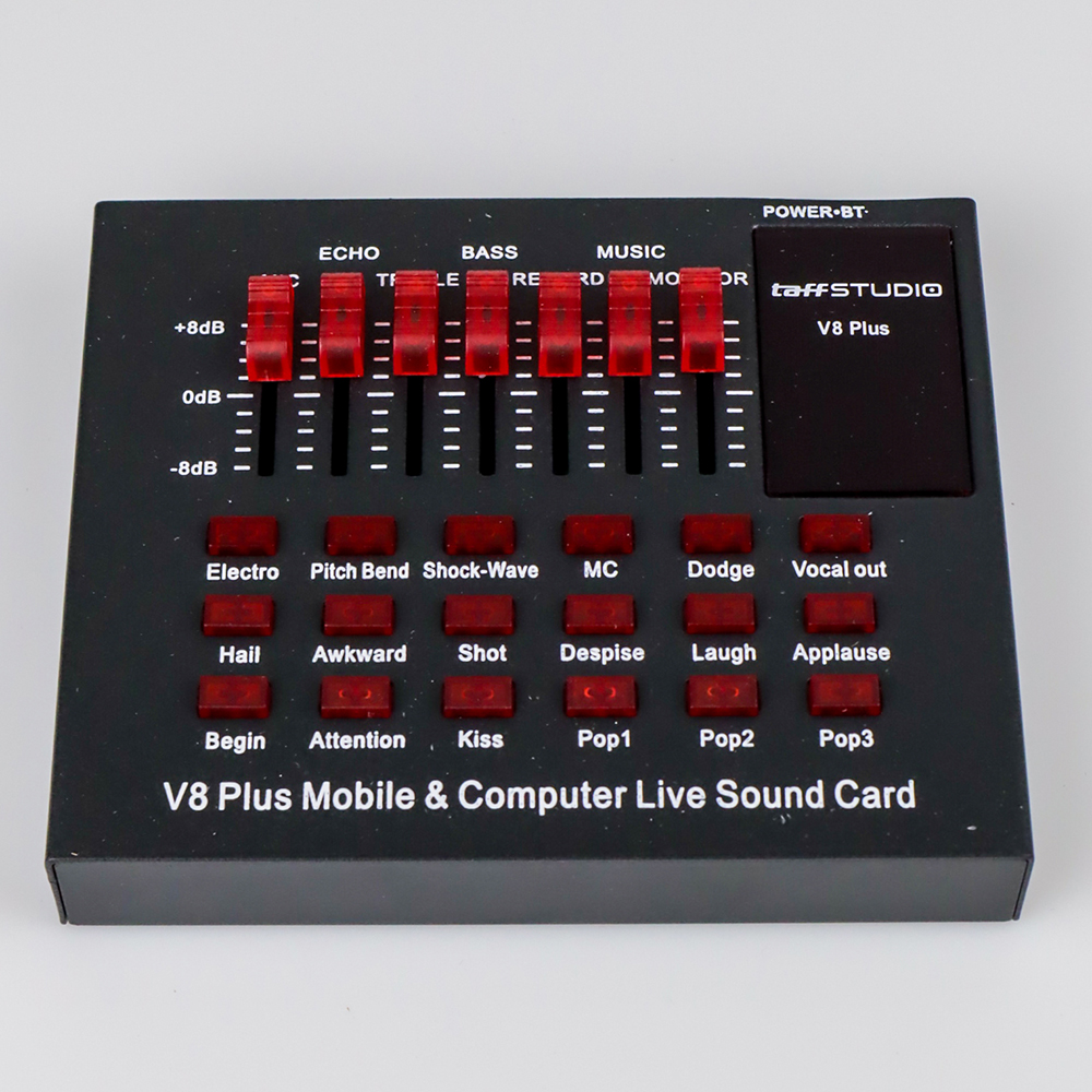 TaffSTUDIO Sound Card Bluetooth USB External Live Mic Headset - V8 Plus