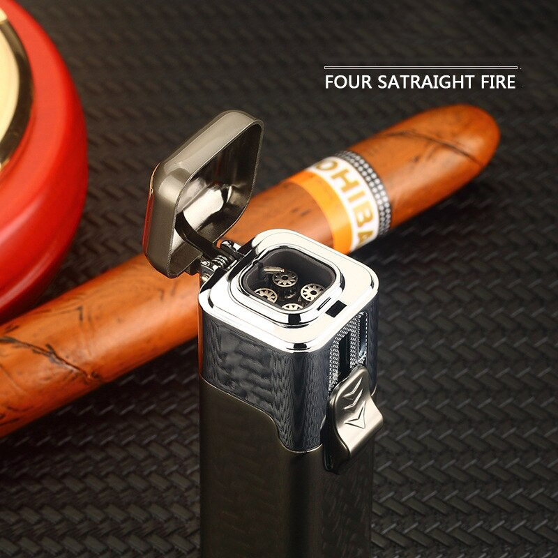 KKLIGHT Korek Api Gas Four Fire Jet Flame Cigar Lighter Windproof - JL1005