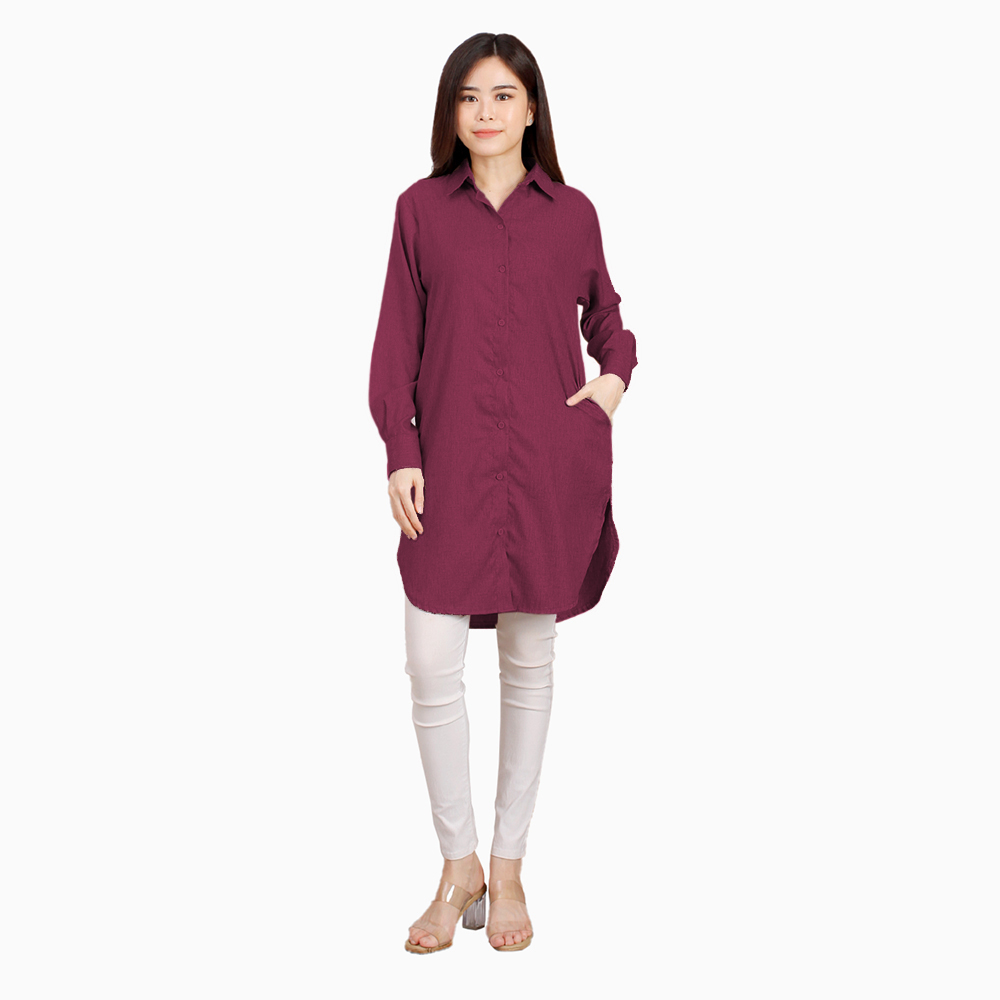 Tunik Kemeja Lengan panjang gaya korea model terbaru - Jfashion Efrita