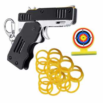 Pistol Karet Gelang Mainan Anak Lipat Besi Rubber Band Gun Dart Target