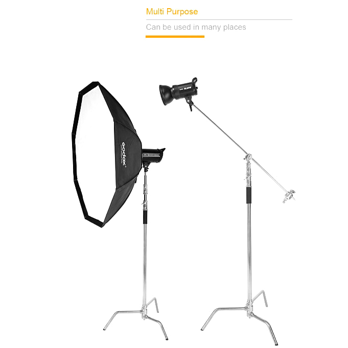 TaffSTUDIO C Light Stand Tripod Studio 130 cm with Extension Arm - CD-50