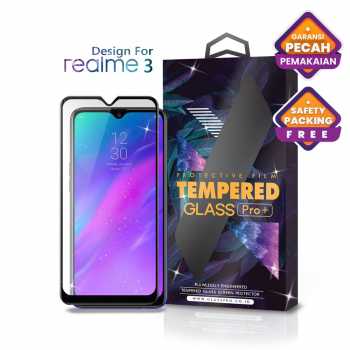 Tempered Glass Realme 3 Full Cover Black - Premium Glass Pro
