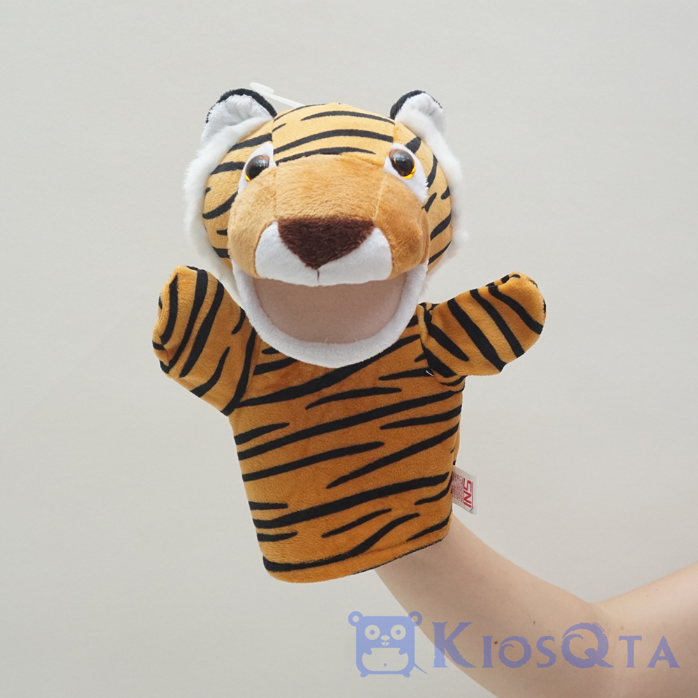 Boneka tangan handpuppet macan harimau tiger belang coklat APR