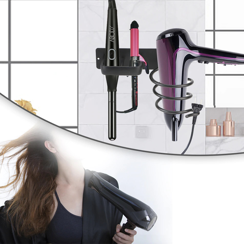iTimo Rak Holder Hair Dryer Catokan Aluminium 2in1 Storage Rack - 24112