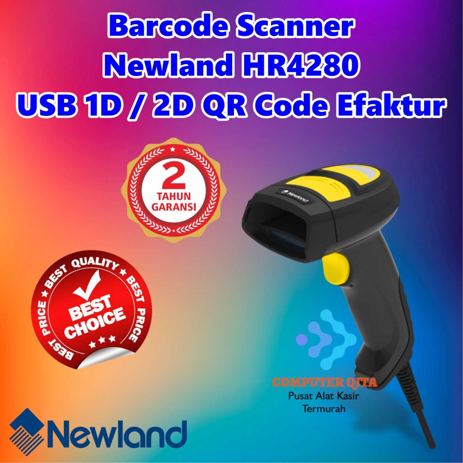 Jual Barcode Scanner Newland HR4280 USB 1D / 2D QR Code Efaktur