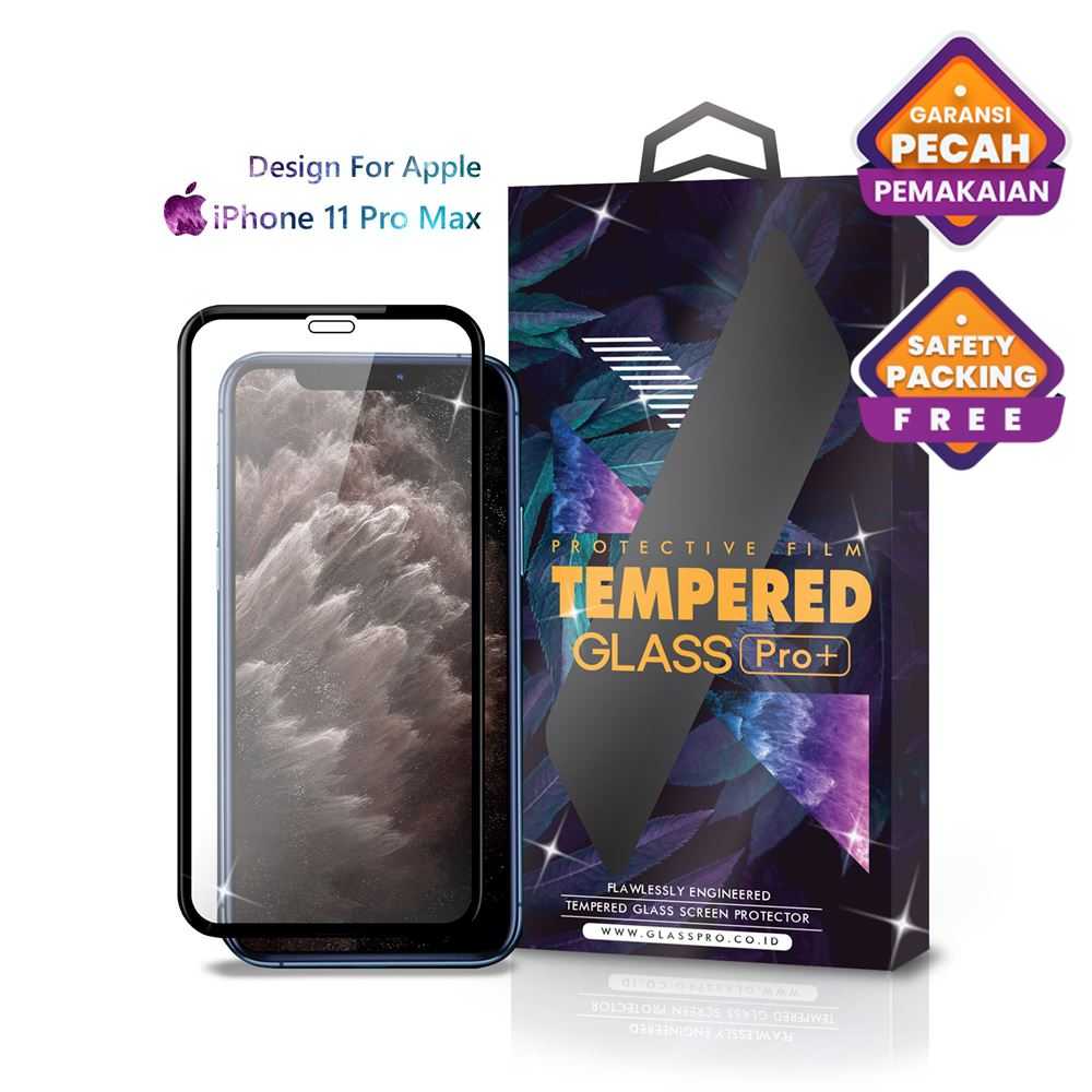 Jual Tempered Glass iPhone 11 Pro Max Full Cover Black Premium