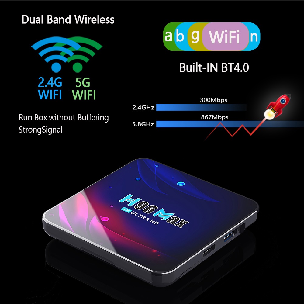 H96 MAX V11 - Android 11 Smart TV Box 4K UHD - RAM 4GB ROM 64GB