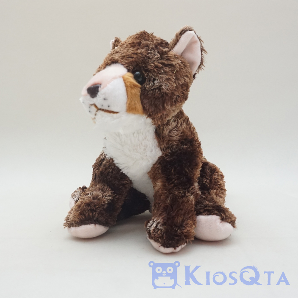 boneka macan baby tiger duduk coklat tua hidung hitam small