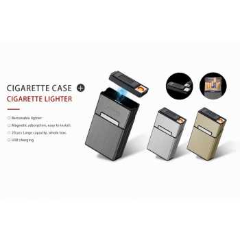 FOCUS JD-YH069 - Kotak Rokok Slot 20 Batang Dengan Korek Elektrik