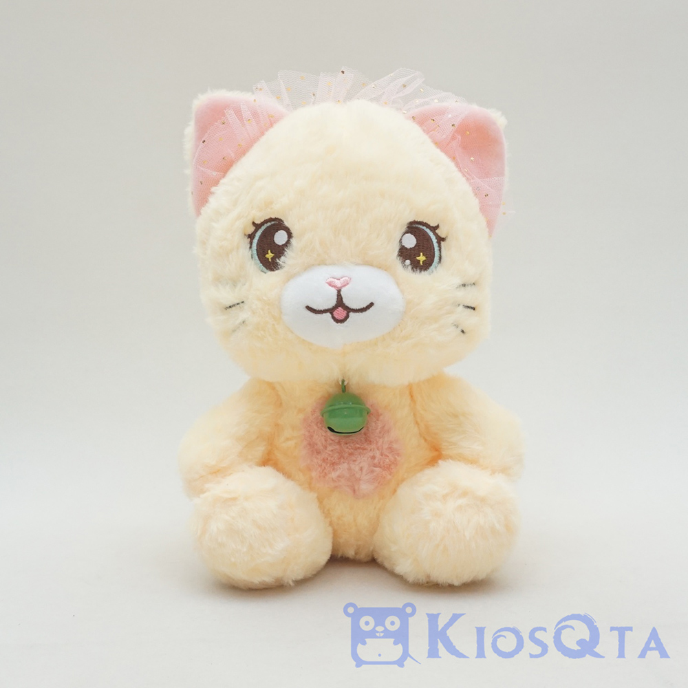 boneka kucing lucu duduk sitting cat lonceng renda kuning small