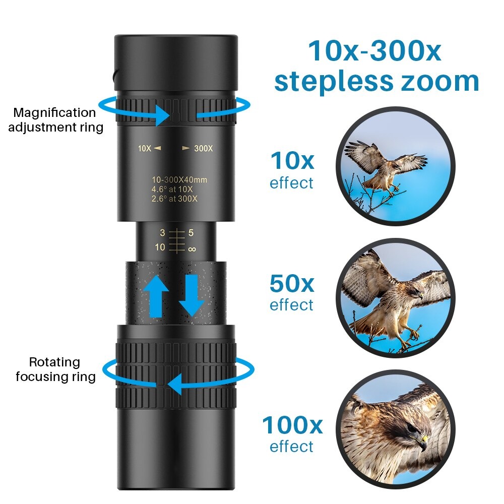 Axcell Monocular Zoom Telescope Long Range 10-300x40 - AXC44