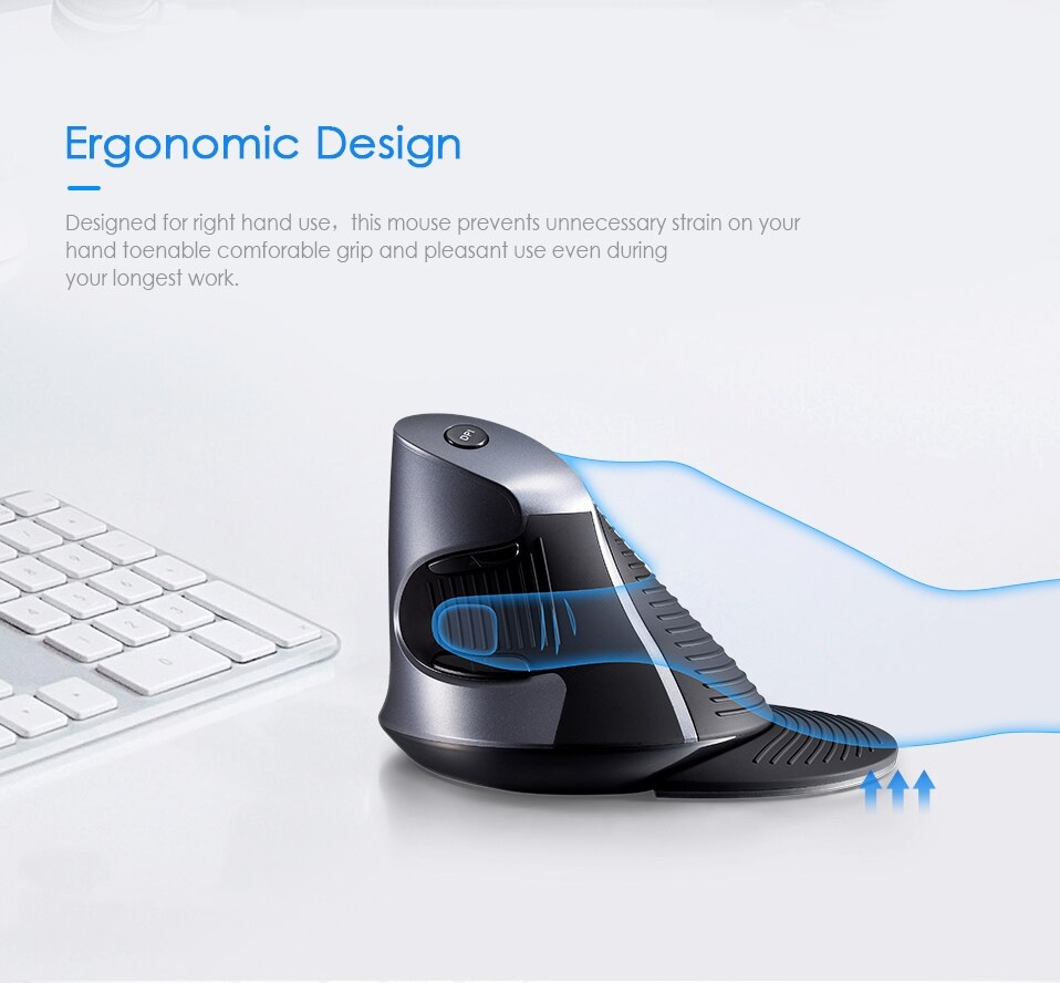 DELUX M618GX - 2.4G Wireless Vertical Mouse with Removable Palm Rest