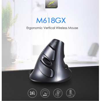 DELUX M618GX - 2.4G Wireless Vertical Mouse with Removable Palm Rest