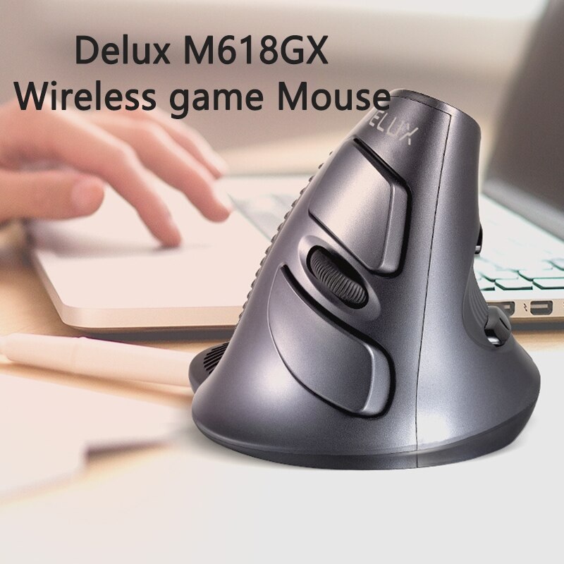 DELUX M618GX - 2.4G Wireless Vertical Mouse with Removable Palm Rest