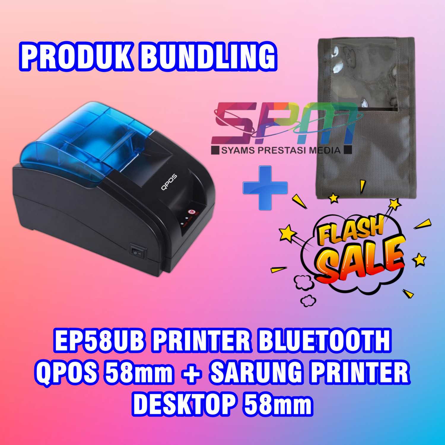 Jual EP58UB PRINTER BLUETOOTH QPOS 58mm + SARUNG PRINTER DESKTOP