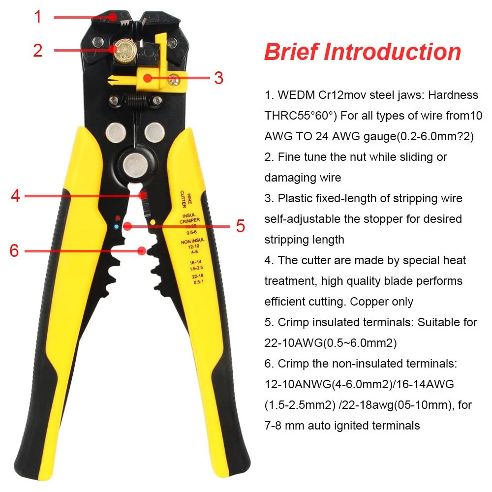 Taffware Tang Kabel Automatic Wire Stripper Cutter Crimper Pliers - TK0742