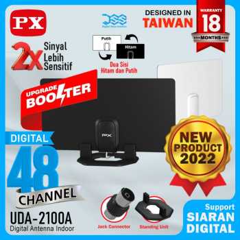PX UDA-2100A Antena TV Digital Analog Indoor Dinding DVB-T2 + Booster
