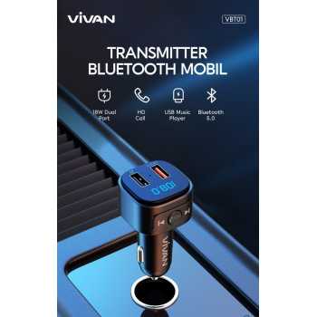 Jual Vivan VBT01 Car Charger Bluetooth 