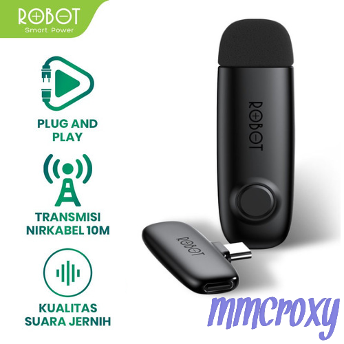 Jual Robot RS20 Wireless Microphone Bluetooth 5.1 Clip On Jepit