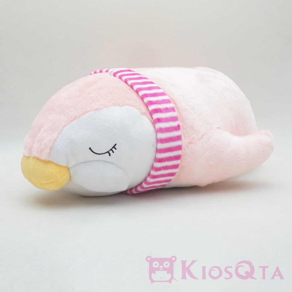 guling boneka penguin tidur sleeping tiarap pink muda XL