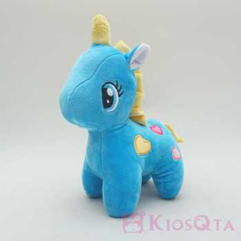 boneka unicorn my little pony chibi biru totol hati small AUG