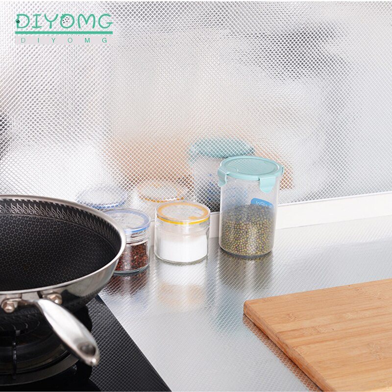DIYOMG Sticker Wallpaper Aluminium Foil Anti Minyak Grid 200x60cm - CFT3