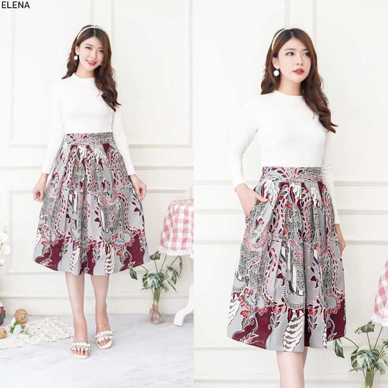 Jual Elena Rok Batik Wanita Bawahan Rok Wanita Kebaya Plisket