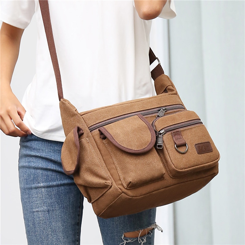 SHENGTIAN Tas Selempang Messenger Bag Bahan Kanvas - 6109
