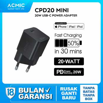 Jual ACMIC CPD20 USB-C 20W Power Adapter Charger for Apple
