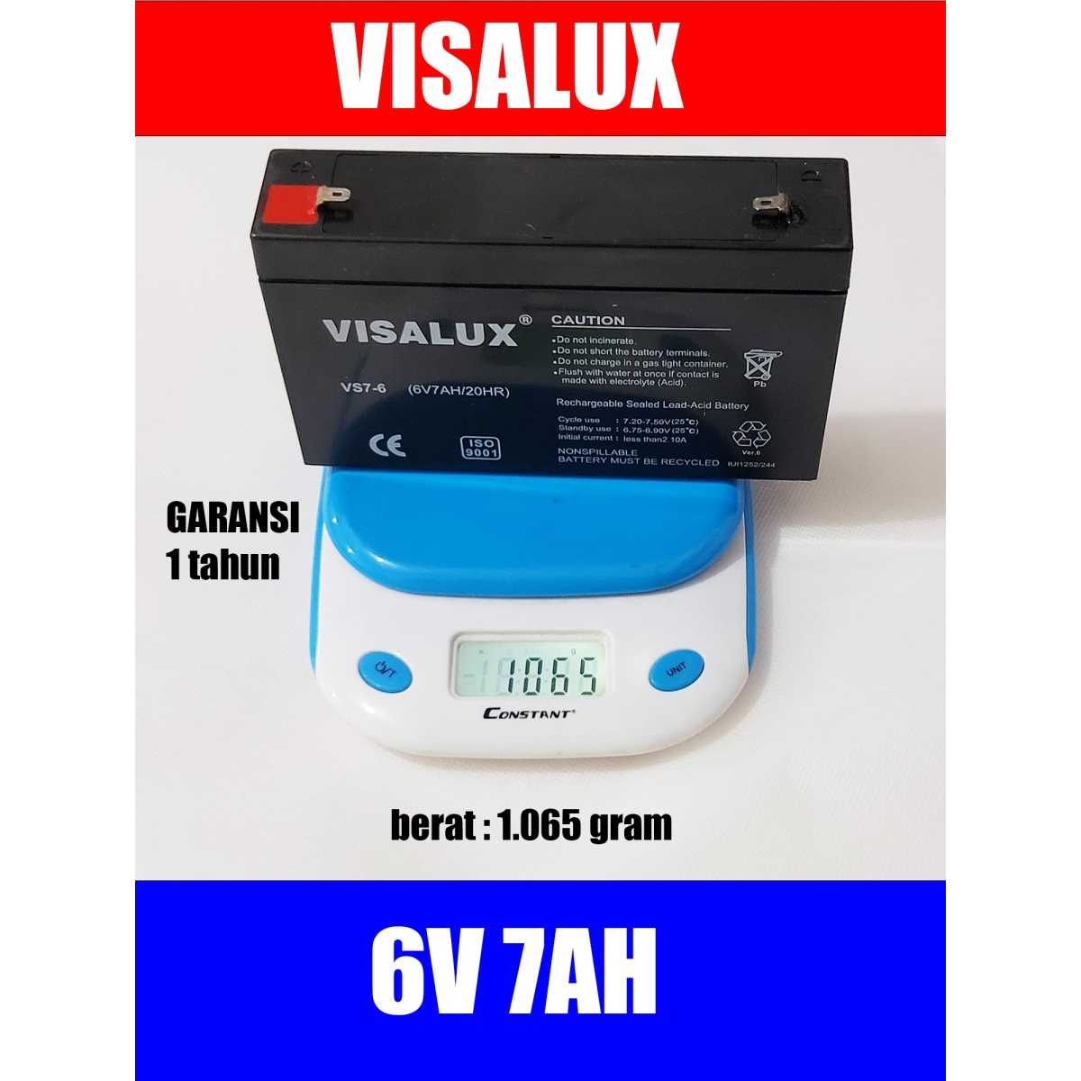 Jual BATTERY 6V 7AH MAINAN MOTOR MOBIL ANAK visalux BATERAI 7AH
