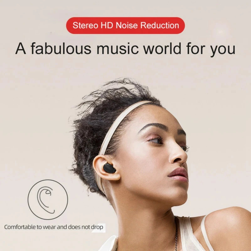 Tebaurry Earphone Bluetooth 5.3 TWS HiFi Noise Reduction Waterproof - E6S