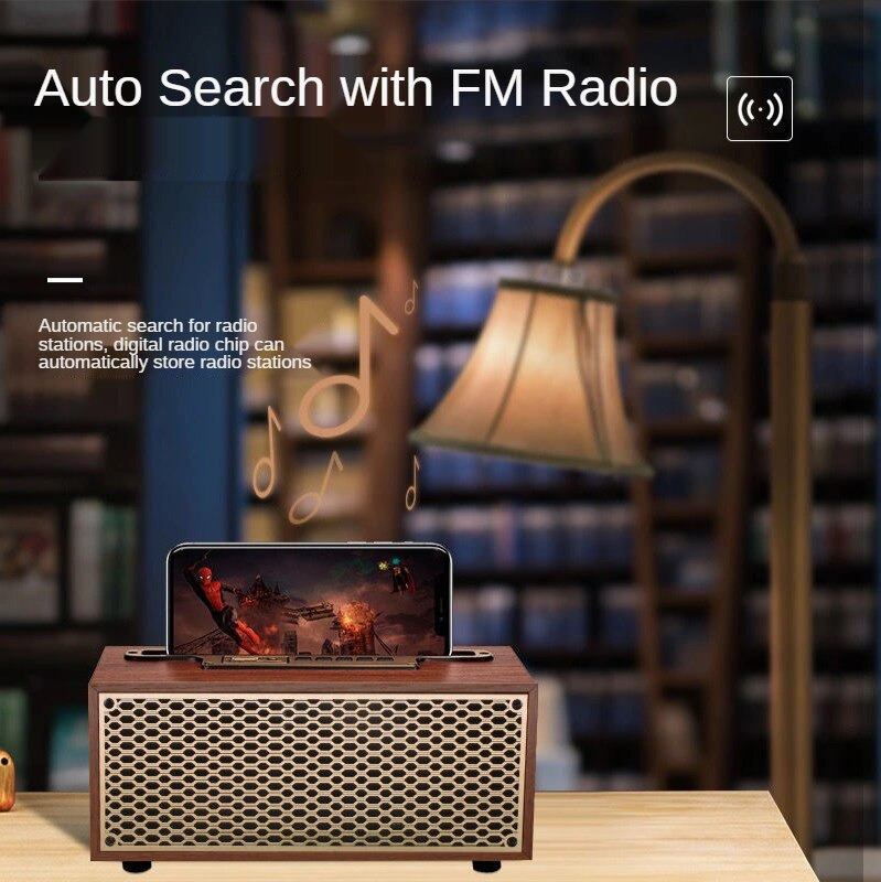 MOMO Portable Wireless Speaker Vintage Wood Bluetooth 5.0 1200mAh - XM-5H