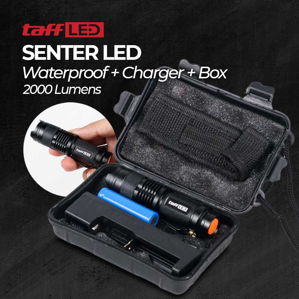 senter swat sos taffled led 2000 lumens waterproof pocketman p1 black
