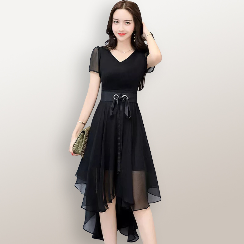 Midi Dress lengan pendek sifon Wanita Model terbaru - Jfashion Moody