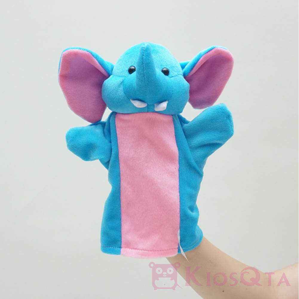 Jual boneka tangan handpuppet gajah biru pink OKT