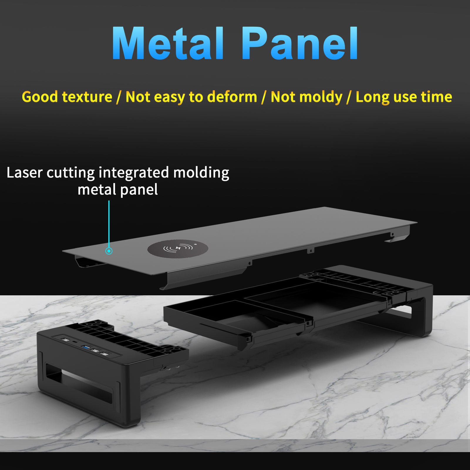 MJH Stand Monitor Laptop Desk with Wireless Charging and USB Port - KM6052
