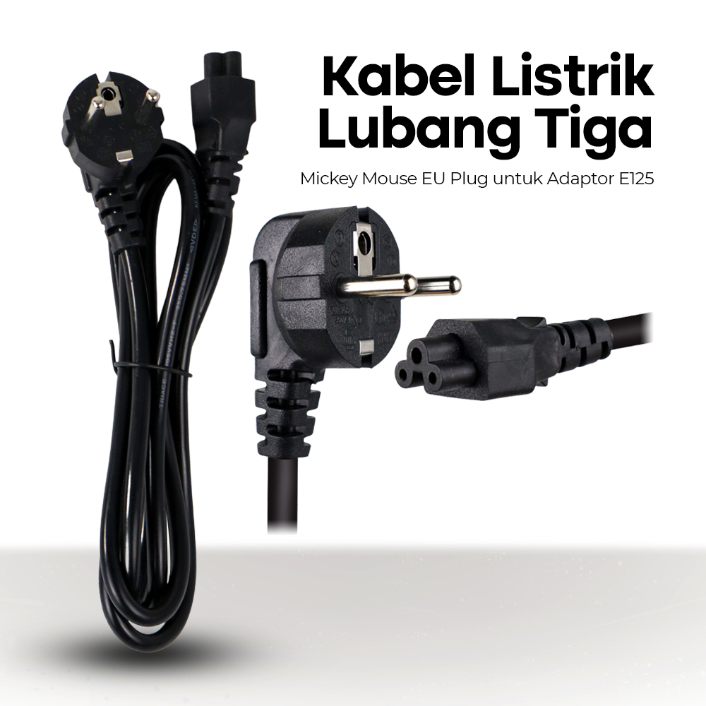 BSOD Kabel Listrik Lubang Tiga Mickey Mouse EU Plug untuk Adaptor - E125