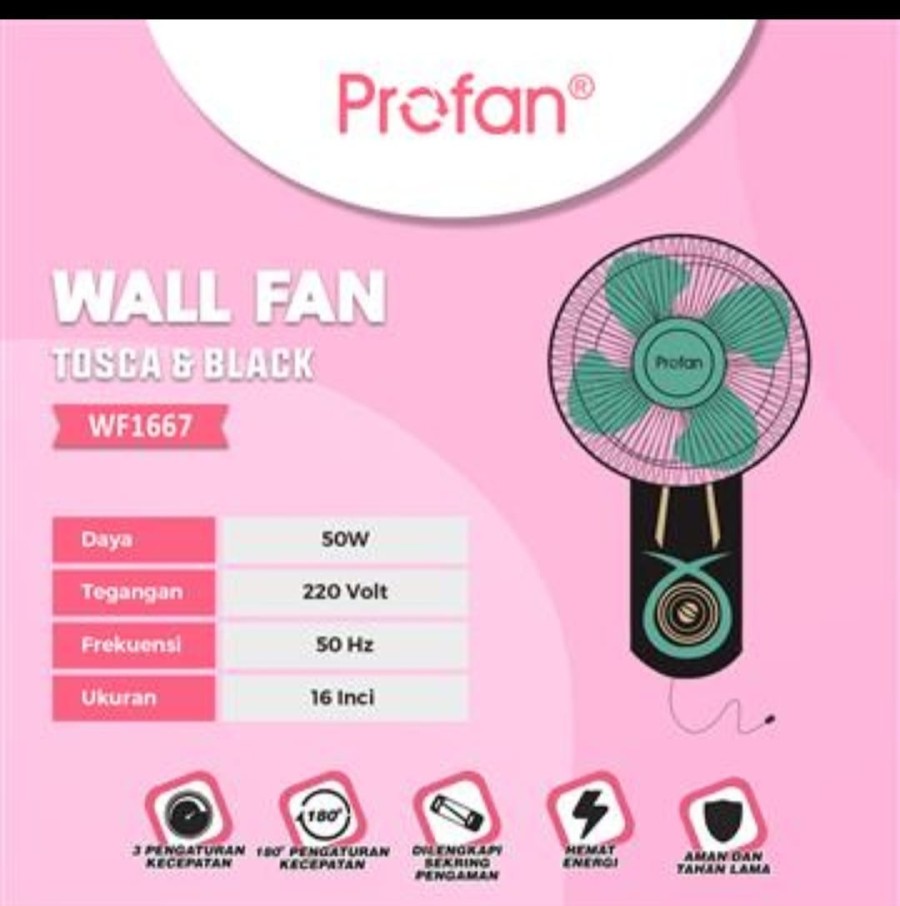 Kipas angin wall fan 16 inch dinding PROFAN 1607
