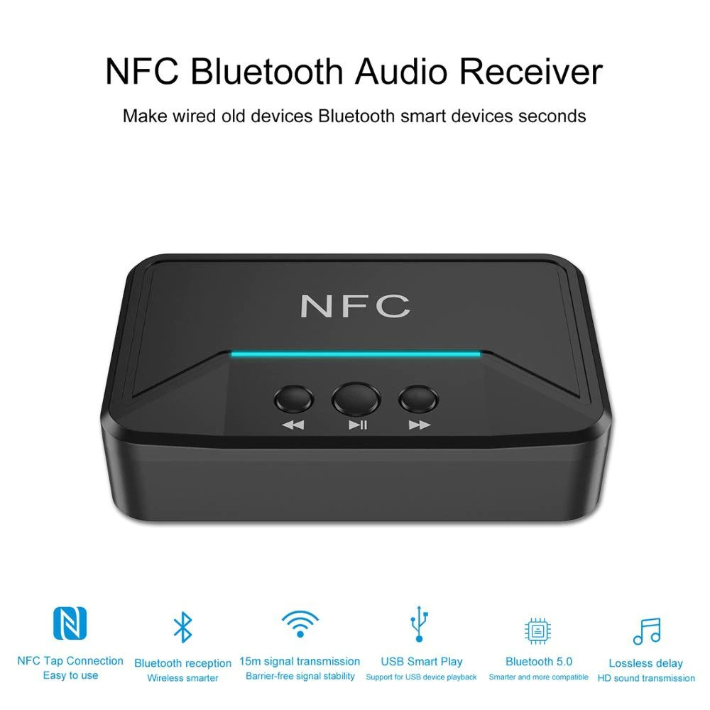 VAORLO Audio Bluetooth 5.0 Receiver NFC Stereo Kit Speaker AUX RCA USB - BT200