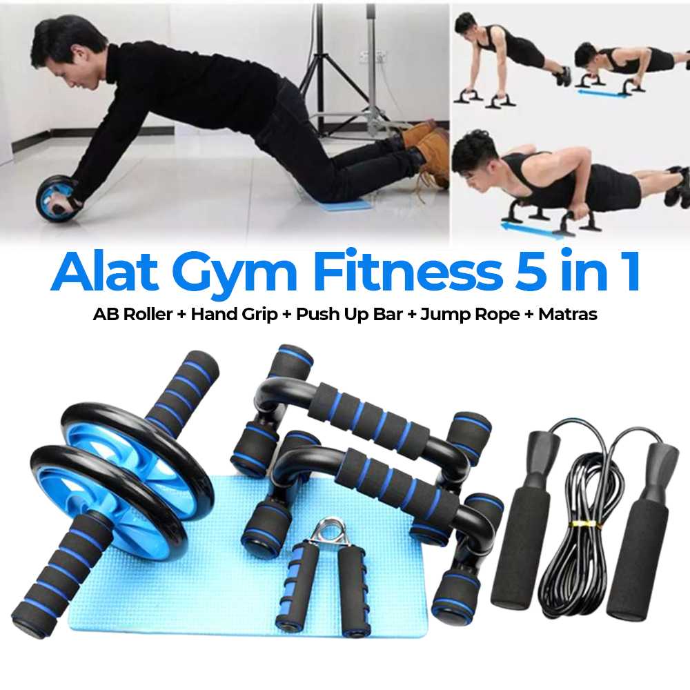 Jual TOMSHOO Alat Gym Fitness Roller Push Up Bar Hand Grip 5 in